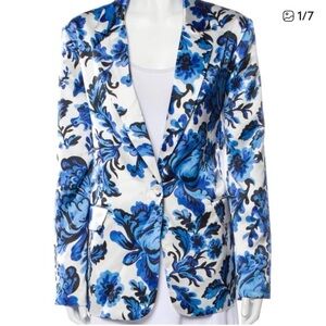 Christian Lacroix White and Blue Floral Blazer